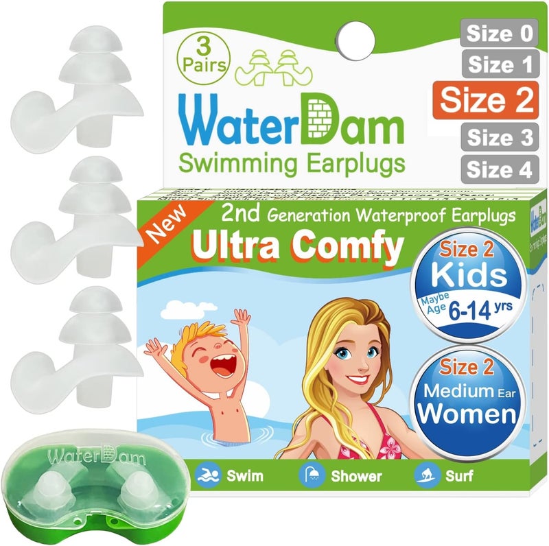 WaterDam Swimming Ear Plugs Great Waterproof Ultra Comfy Earplugs Prevent Swimmer's Ear - Image 1